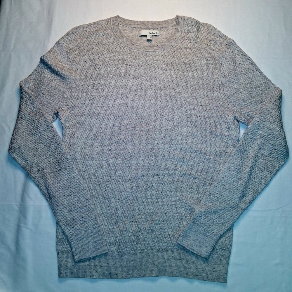 Hawker Rye Womens Gray‎ Cotton Linen Blend Textured Knit Crewneck Sweater